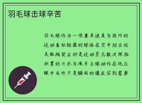 羽毛球击球辛苦